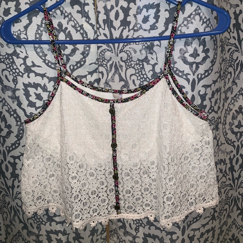 White Floral Cropped Tanktop